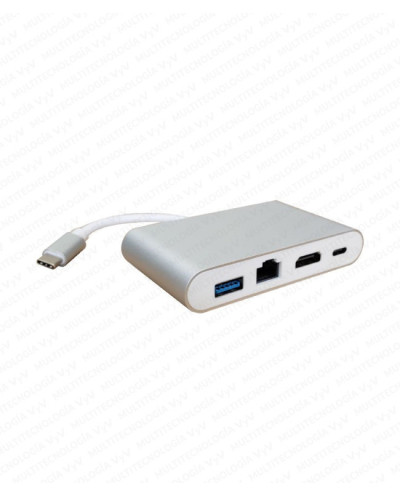 VC-HUB USB TIPO C A HDMI+RJ45-1000+USB3.0+PD