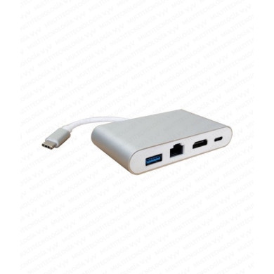 VC-HUB USB TIPO C A HDMI+RJ45-1000+USB3.0+PD