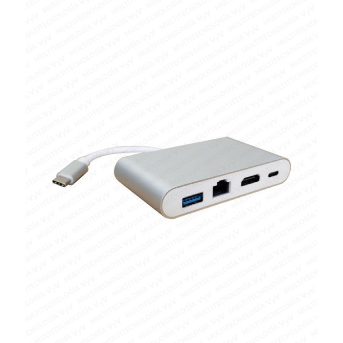 VC-HUB USB TIPO C A HDMI+RJ45-1000+USB3.0+PD