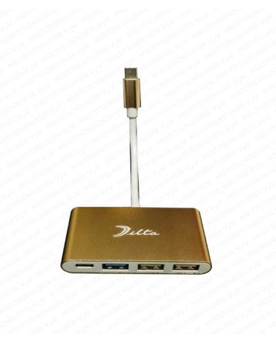 VC-HUB USB TIPO C A 1 PTO USB 3.0 + 2 PTOS USB 2.0 TAMAÑO 10 CM (GEN 2)