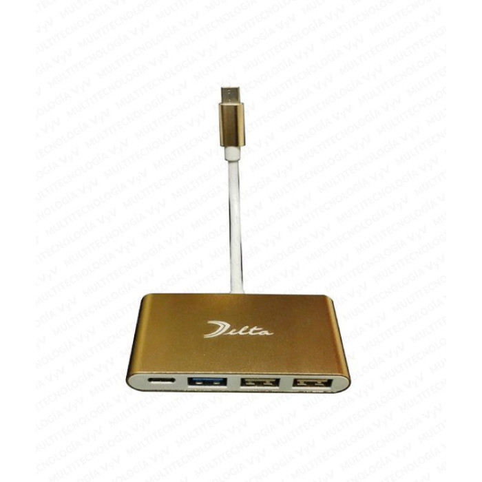 VC-HUB USB TIPO C A 1 PTO USB 3.0 + 2 PTOS USB 2.0 TAMAÑO 10 CM (GEN 2)