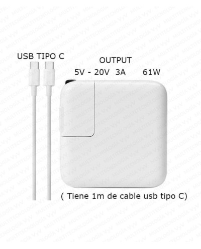 AU-CARGADOR PARA MAC TIPO C DE 61W DE 5V 9V 12V 15V 18V 20V 3A