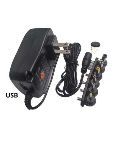 AU-CARGADOR UNIVERSAL 30W 6 PLUG 3-12V + USB 2.0