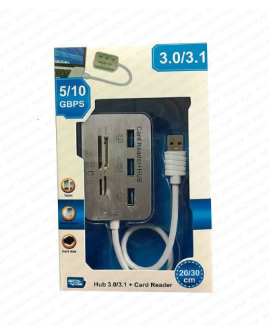 VC-HUB USB 3.0 MOD. CR02 3 PTOS USB 3.0 MAS LECTOR TARJETAS