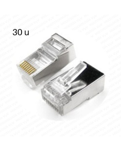 AM-CONECTOR RJ45 FTP BLINDADO 30 MICRAS FUNDA 50U