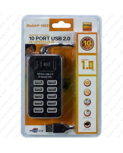 VC-HUB USB 2.0 10 PUERTOS MOD P-1603