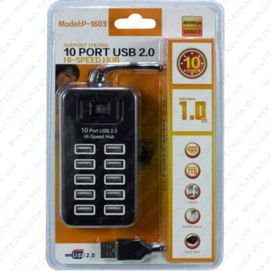VC-HUB USB 2.0 10 PUERTOS MOD P-1603