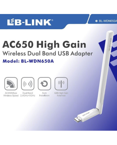 LB-USB WIRELESS WDN650A HIGH GAIN ADAPTER 650MBPS DUAL BAND