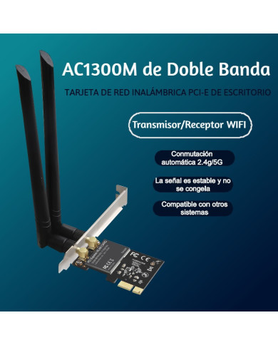 JV-TARJETA PCI EXPRESS LAN WIRELESS 1200 MBPS 2 ANTENAS WIFI 5 WIFI 6 WIFI 7
