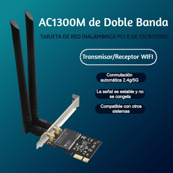 JV-TARJETA PCI EXPRESS LAN WIRELESS 1200 MBPS 2 ANTENAS WIFI 5 WIFI 6 WIFI 7