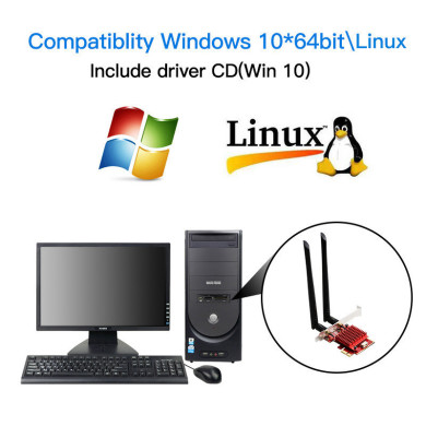 JV-TARJETA PCI EXPRESS AX200 LAN WIRELESS 3000 MBPS 2 ANTENAS