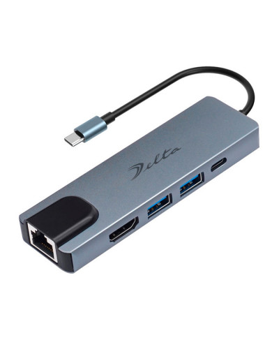 VC-HUB USB TIPO C MOD. BYL-2001 4 PUERTOS (HDMI+VGA+USB3.0+PD)