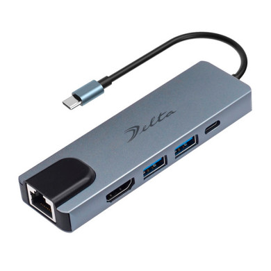 VC-HUB USB 3.1 TIPO C MOD. BYL-2007 5 PUERTOS (HDMI+USB3.0+USB2.0+RJ45+PD)