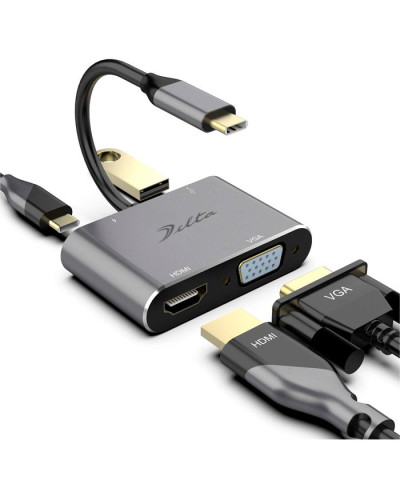 VC-HUB USB TIPO C MOD. BYL-2001 4 PUERTOS (HDMI+USB3.0+PD)