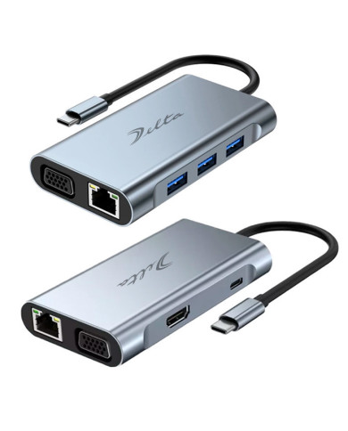 VC-HUB USB TIPO C MOD. BYL-2111 7 PUERTOS (HDMI+VGA+RJ45+USB 3.0+USB 2.0*2+PD 87 W)