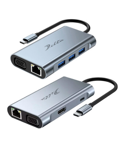 VC-HUB USB TIPO C MOD. BYL-2111 7 PUERTOS (HDMI+VGA+RJ45+USB 3.0+USB 2.0*2+PD 87 W)
