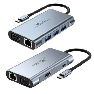 VC-HUB USB 3.1 TIPO C MOD. BYL-2111 7 PUERTOS (HDMI+VGA+RJ45+USB 3.0+USB 2.0*2+PD)