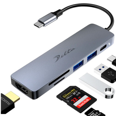 VC-HUB USB 3.1 TIPO C MOD. BYL-2010N3 6 PUERTOS (HDMI+USB3.0*1+USB2.0*2+SD+TF)