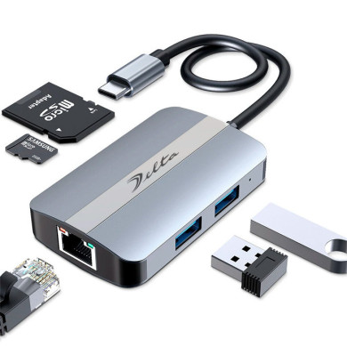 VC-HUB USB 3.1 TIPO C MOD. BYL-2112 5 PUERTOS (USB3.0*1+USB2.0*1+RJ45+SD/TF)