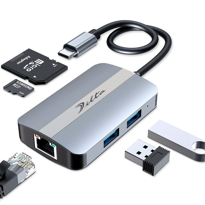 VC-HUB USB TIPO C MOD. BYL-2112 5 PUERTOS (USB3.0*1+USB2.0*1+RJ45+SD/TF)