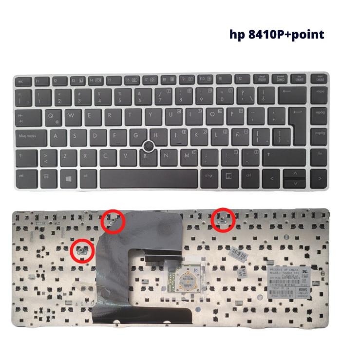 VC-TECLADO PARA HP 14 6470B 8410P 8460P SILVER + POINT STICK