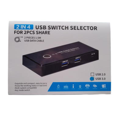 VC-SWITCH USB 3.0 (4 PTOS) PARA COMPARTIR CON 2 PCs