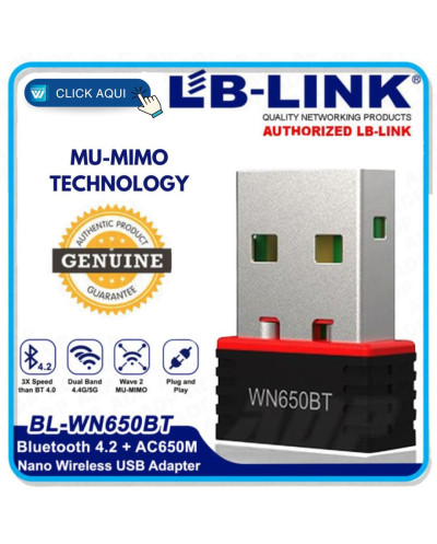 LB-USB WIRELESS WN650BT BLUETOOTH 4.2 + WIFI 650 Mbps