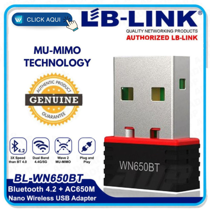 LB-USB WIRELESS WN650BT BLUETOOTH 4.2 + WIFI 650 Mbps
