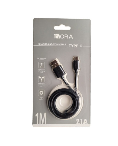 CABLE USB TIPO C 2.1A LONG 1M NEGRO MOD. CAB184N 1 HORA