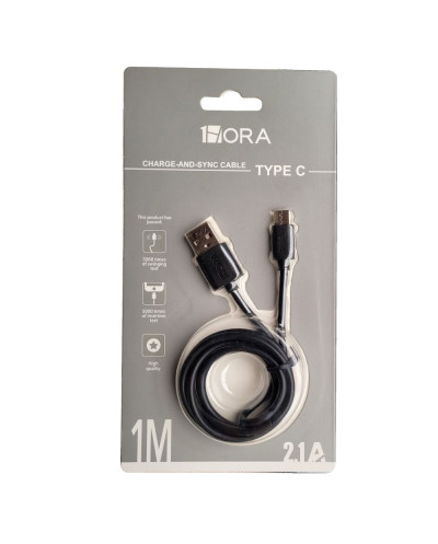 1H-CABLE V8 2.4A LONG 1M NEGRO MOD. CAB248N