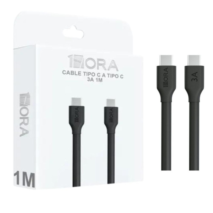 1H-CABLE USB TIPO C MACHO MACHO 3A LONG 1M NEGRO MOD. CAB252N