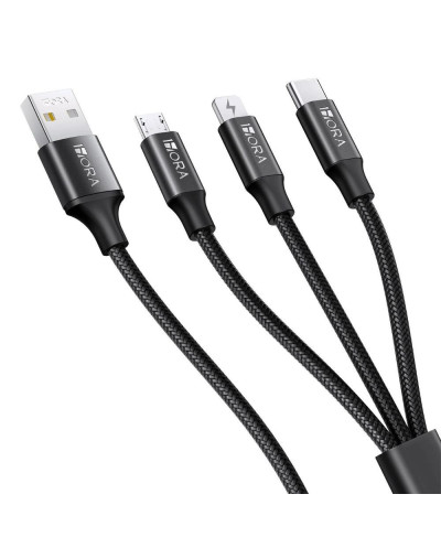 1H-CABLE USB 2.0 3 EN 1 V8 / TIPO C / IPHONE 2.1A LONG 1M NEGRO MOD. CAB259