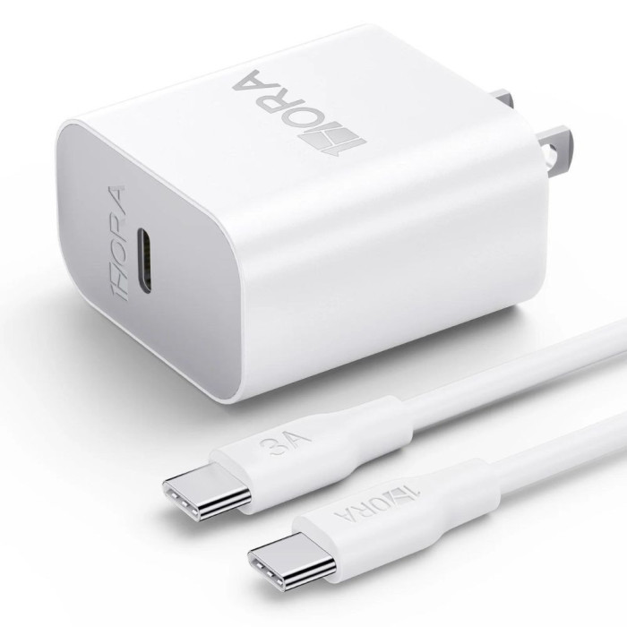 COMBO CARGADOR TIPO C PD 20W 3A CABLE LONG 1M BLANCO MOD. GAR147 1 HORA