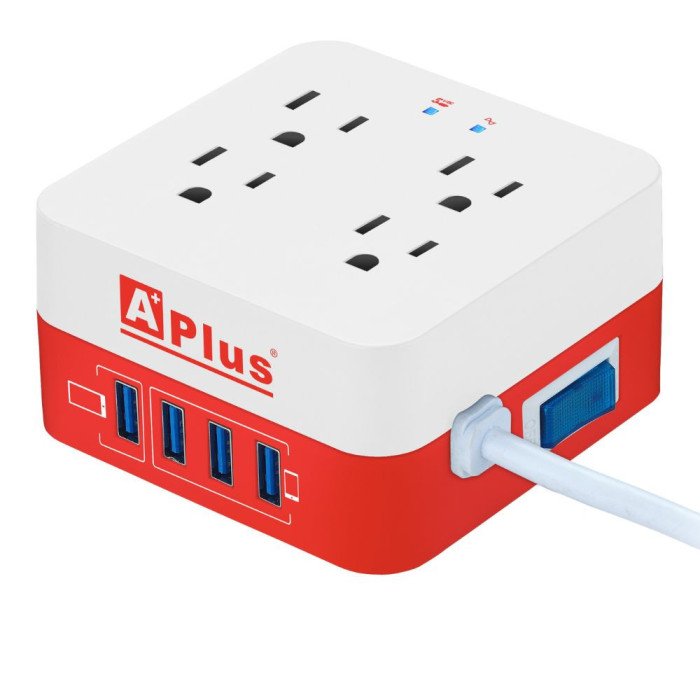AP-REGLETA 4 PUERTOS 10A 900 JOULES + 4 PUERTOS USB A 2.4A