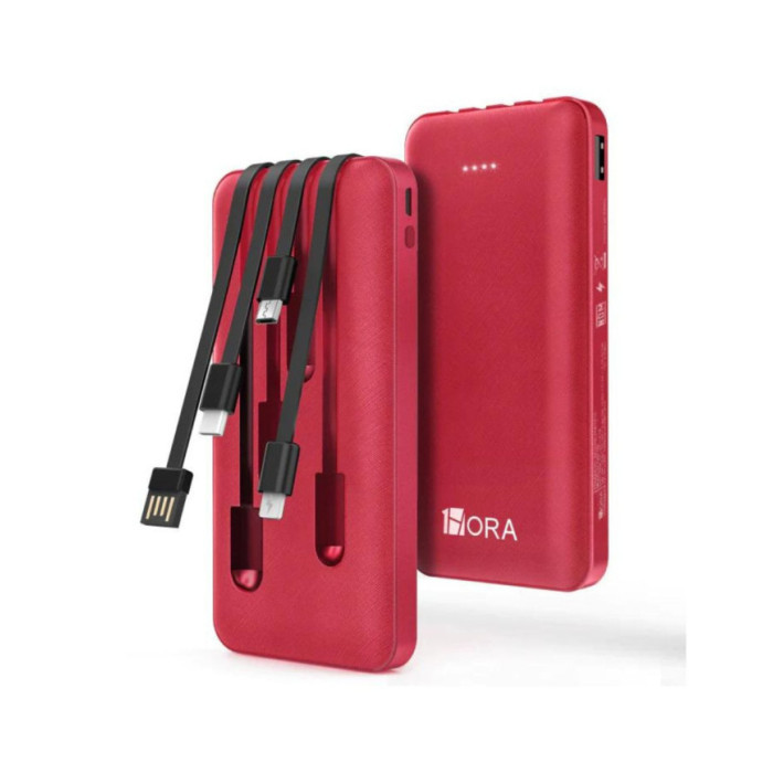 BANCO DE CARGA 10000 mAh CUATRO CABLES USB / V8 / TIPO C / IPHONE MOD. GAR148 1 HORA