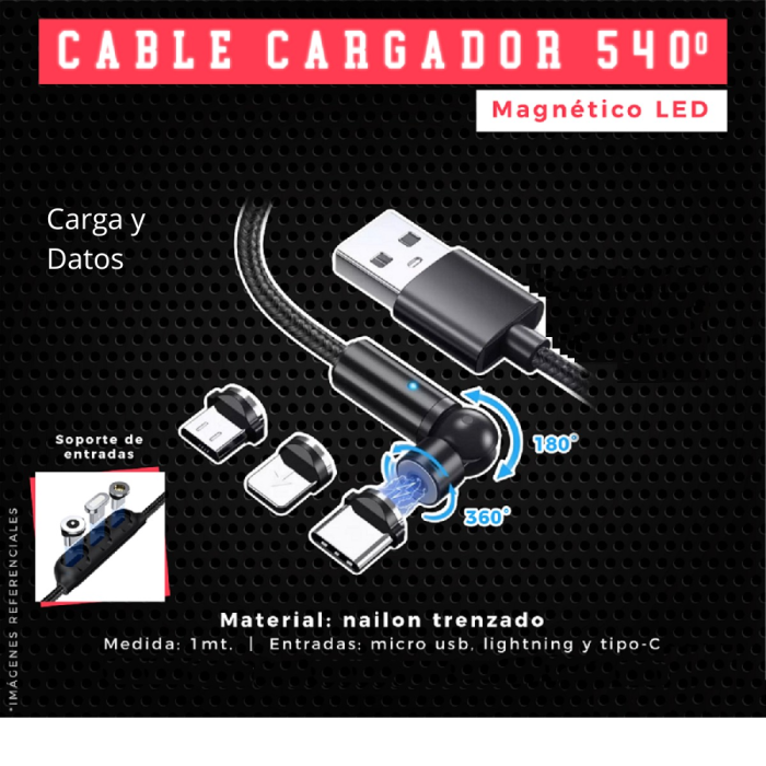 AU-CABLE USB MAGNETICO DE CARGA (TIPO C, IPHONE, MICRO USB)
