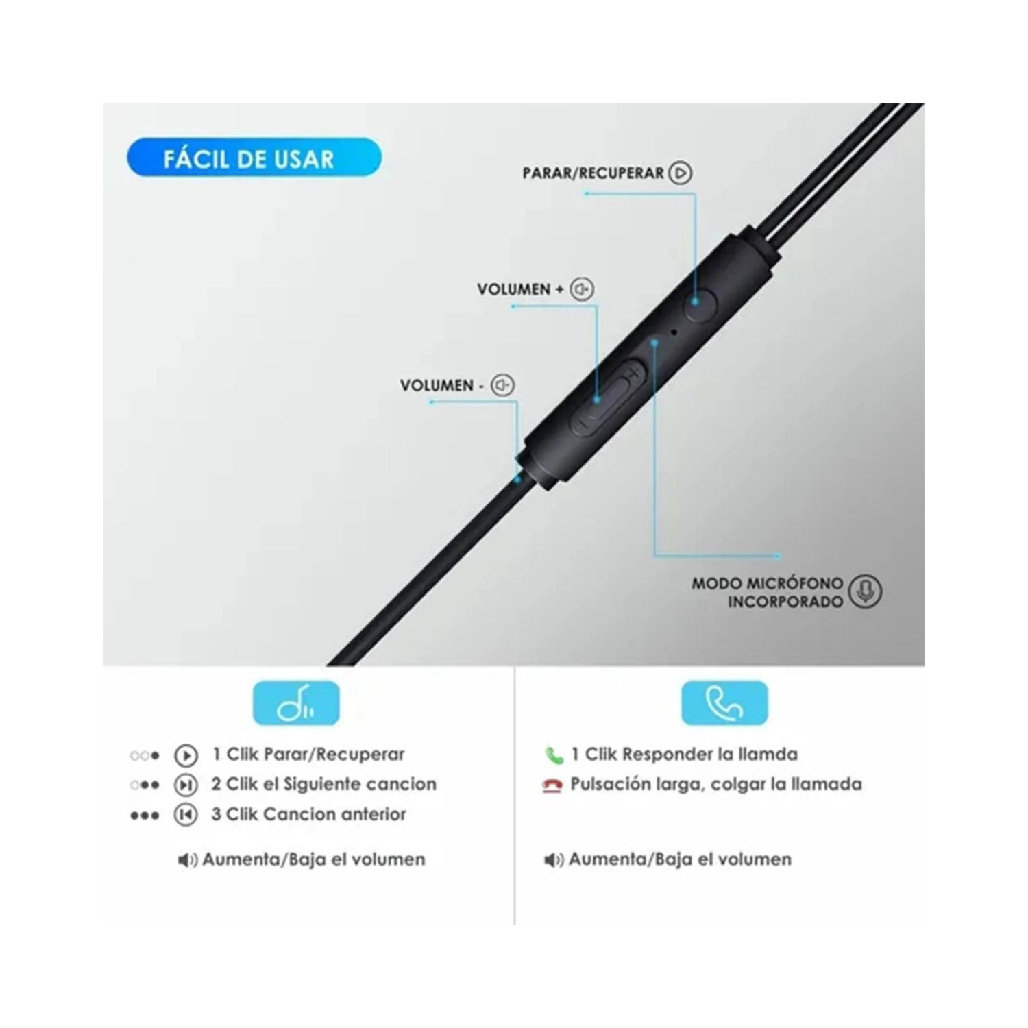 AUDIFONO ALAMBRICO 3.5 mm AUT123 1 HORA