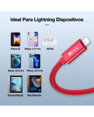 1H-CABLE USB PARA IPHONE 2.4A LONG 1M ROJO TRENSADO CAB250N