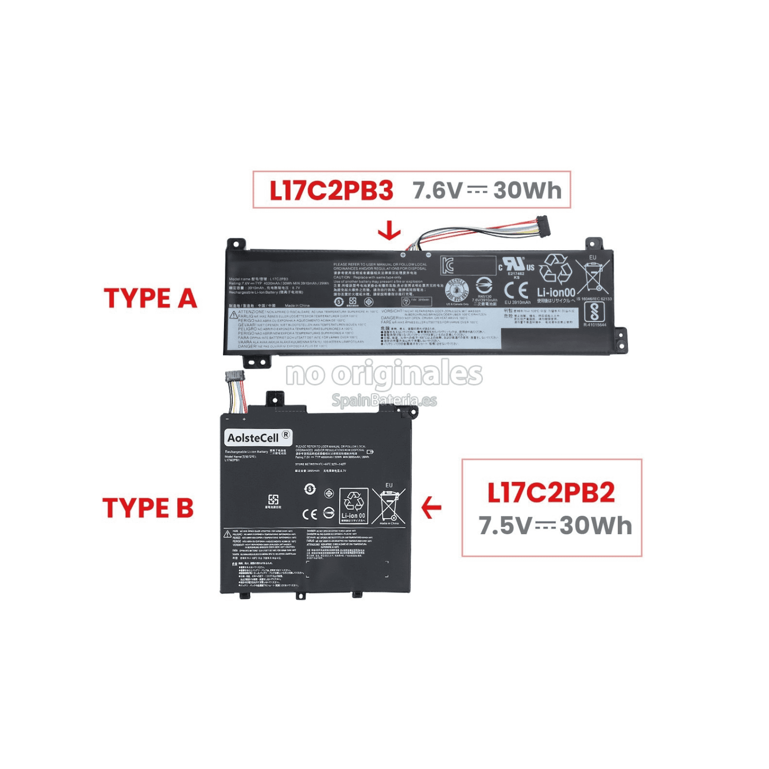 OR-BATERIA PARA LENOVO L17C2PB1 L17M2PB2 7.6V / 4500mAh / 34Wh