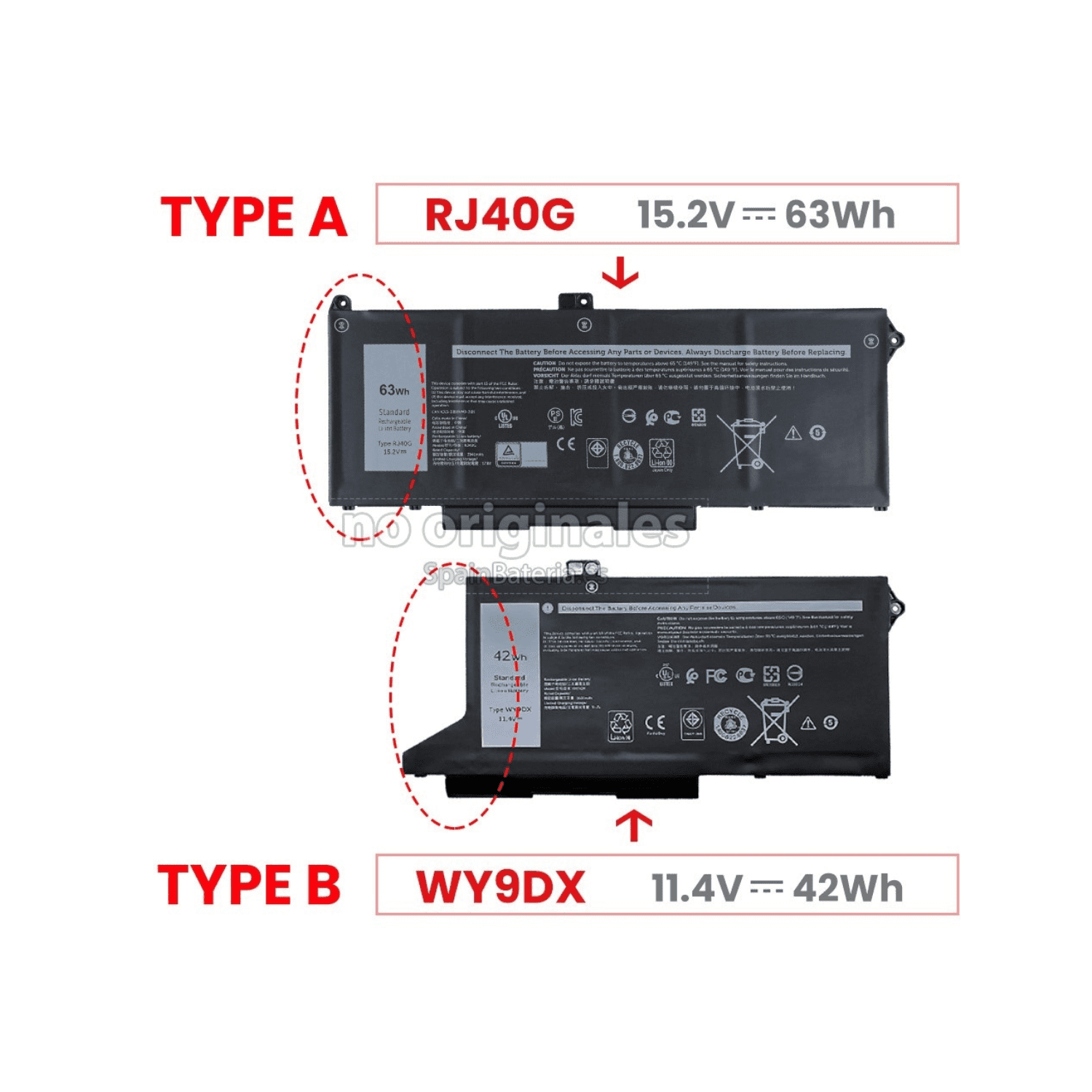 OR-BATERIA PARA DELL WY9DX 11.4V 42Wh TIPO B