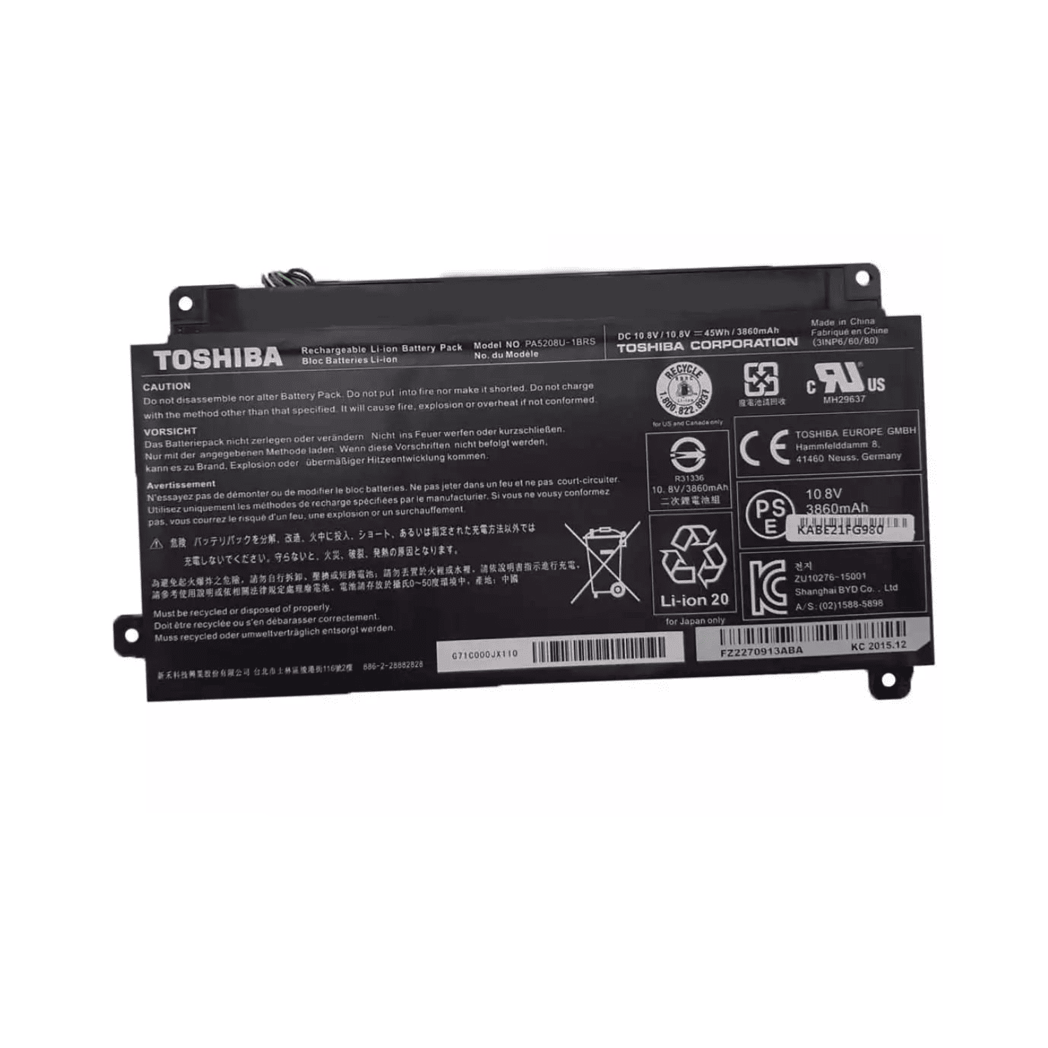 VC-BATERIA PARA TOSHIBA PA5208 10.8V 45Wh