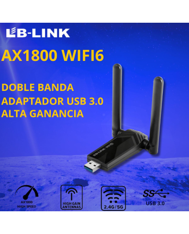 LB-ADAPTADOR WDN1800 AX1800 Mbps WIFI6 USB3.0