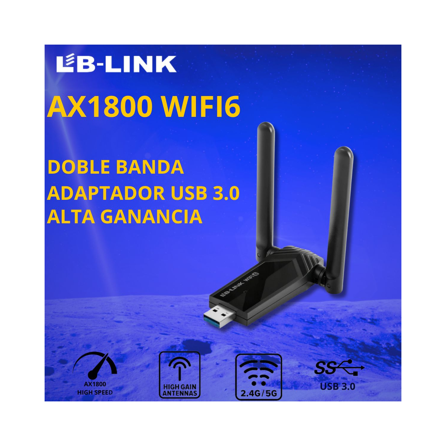 LB-ADAPTADOR WDN1800 AX1800 Mbps WIFI6 USB3.0