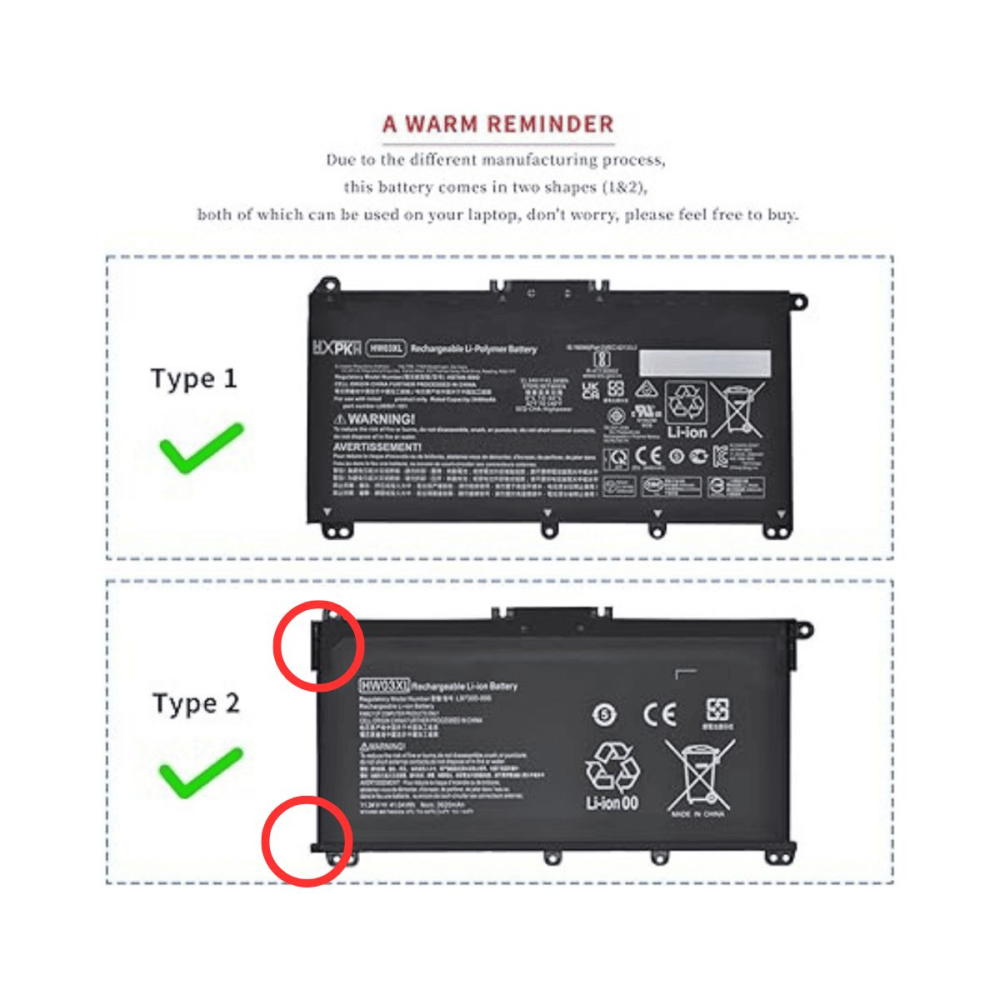 VC-BATERIA PARA HP HW03XL 11.28V 41Wh TIPO 1