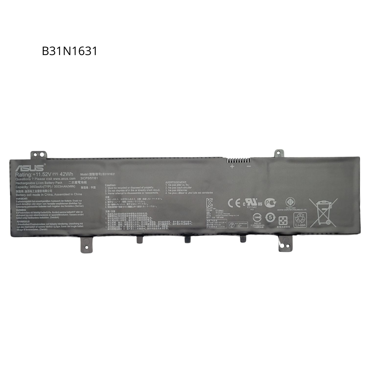 OR-BATERIA PARA ASUS B31N1631 11.52V 42Wh