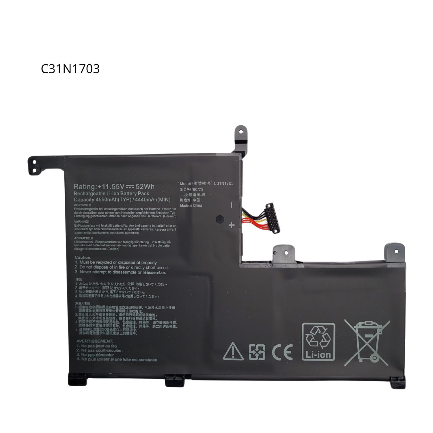 VC-BATERIA PARA ASUS C31N1703 11.55V 52Wh