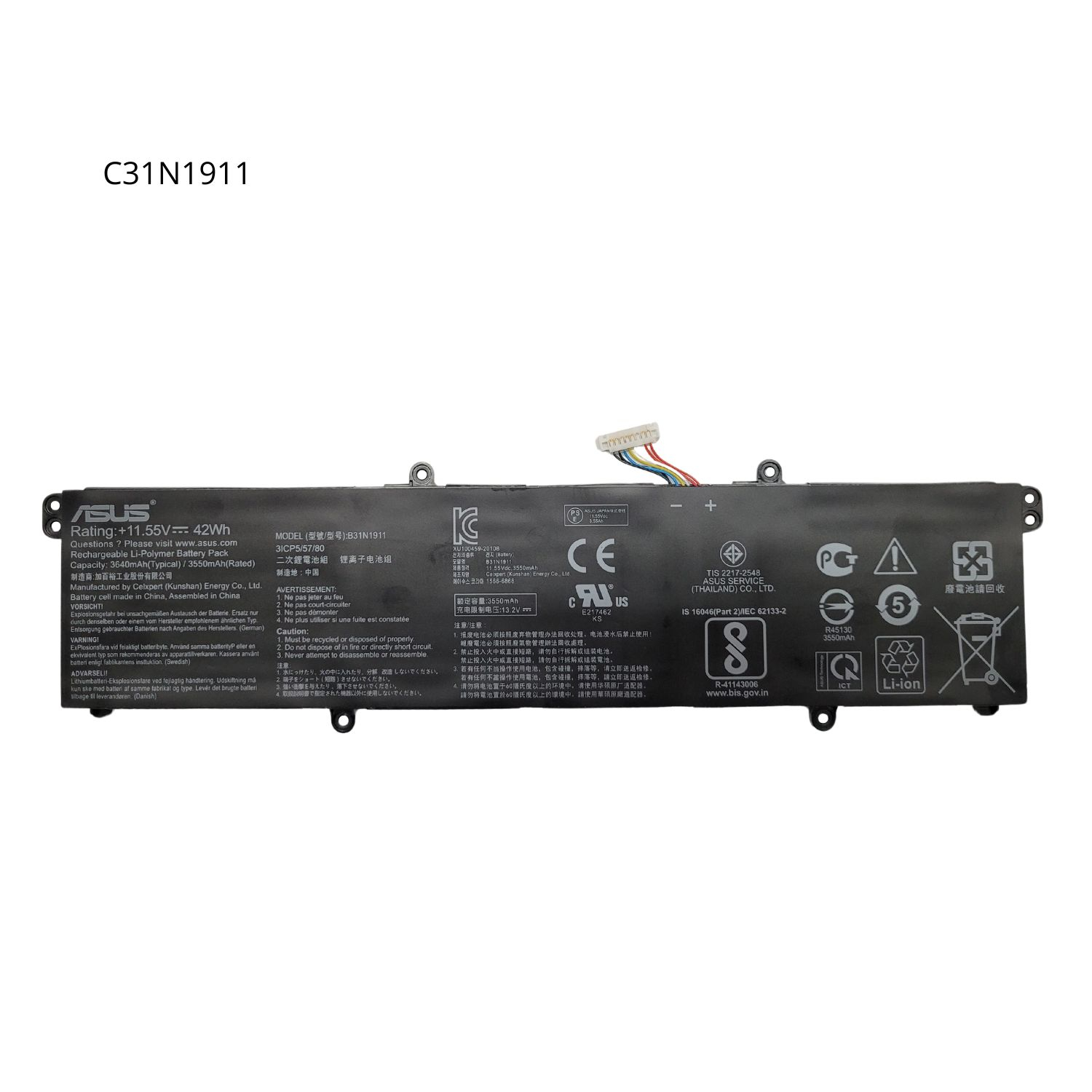 VC-BATERIA PARA ASUS C31N1911 11.55V / 3640mAh / 42Wh