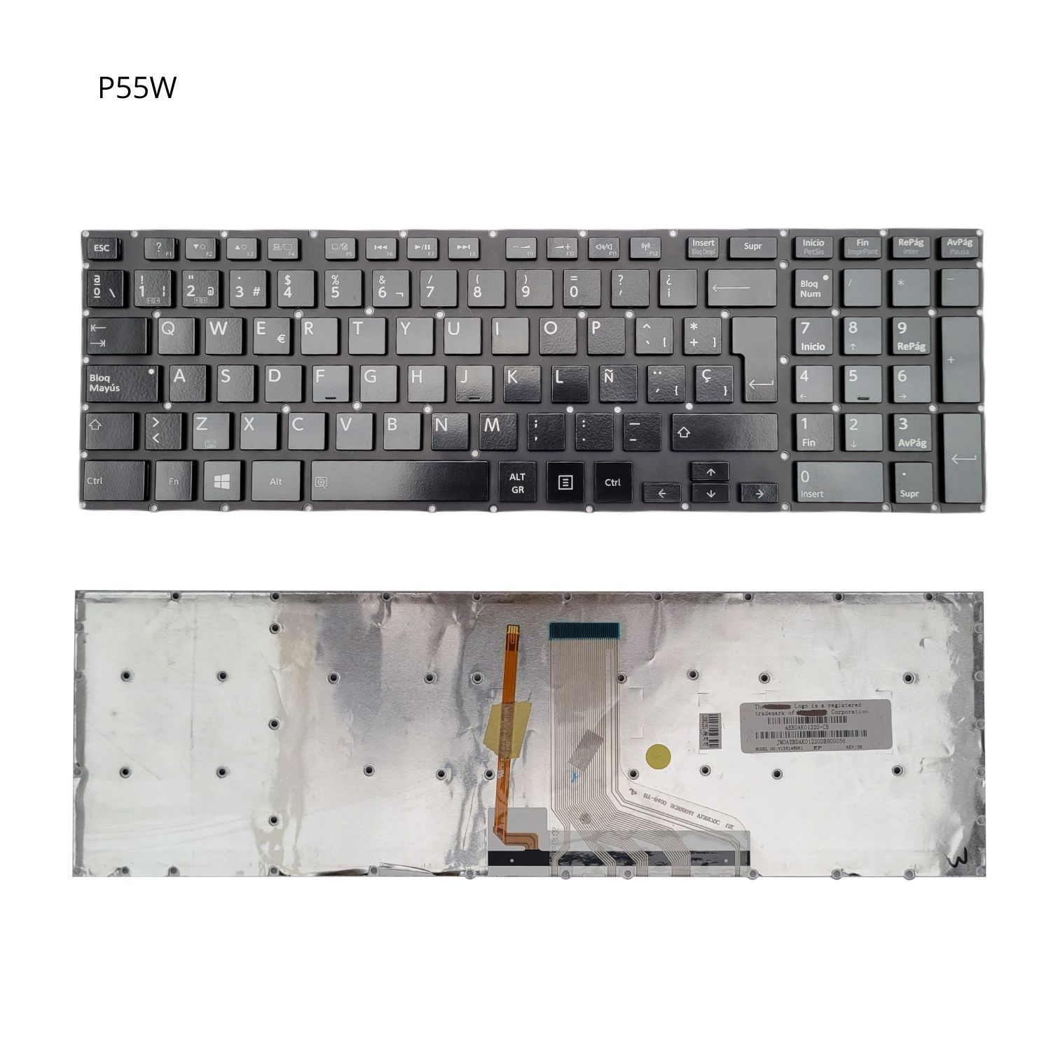 VC-TECLADO PARA TOSHIBA 15 P55W B5112 NO FRAME RETROILUMINADO