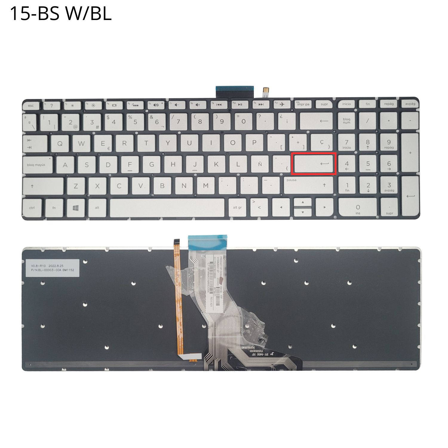 VC-TECLADO PARA HP 15-AB121DX 15-BS NO FRAME CON BACKLIGTH SMALL ENTER