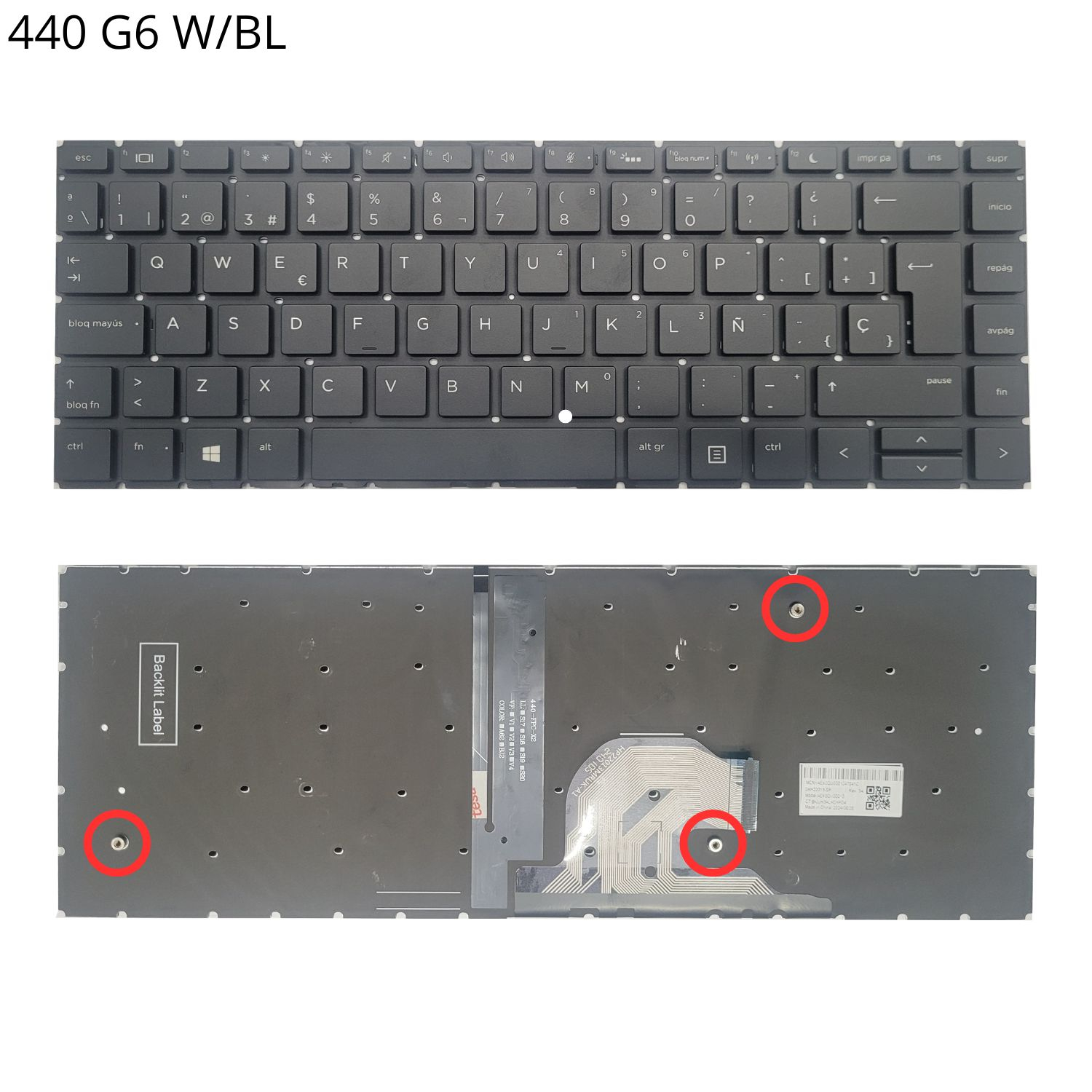 VC-TECLADO PARA HP 440 G6, 440 G7 CON BACKLIGHT NO FRAME